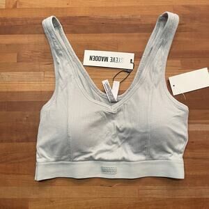 STEVE MADDEN Women's Ribbed Stretch Bralette Puritan grey, Large